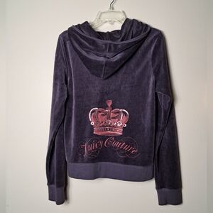 Juicy Couture Full Zip Hooded Sweatshirt Velour Purple Women's Size XL